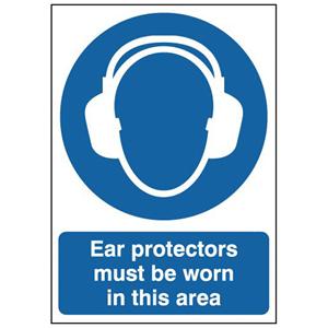 150x125mm Ear Protectors Must Be Worn In This Area Must Be Worn - Self Adhesive